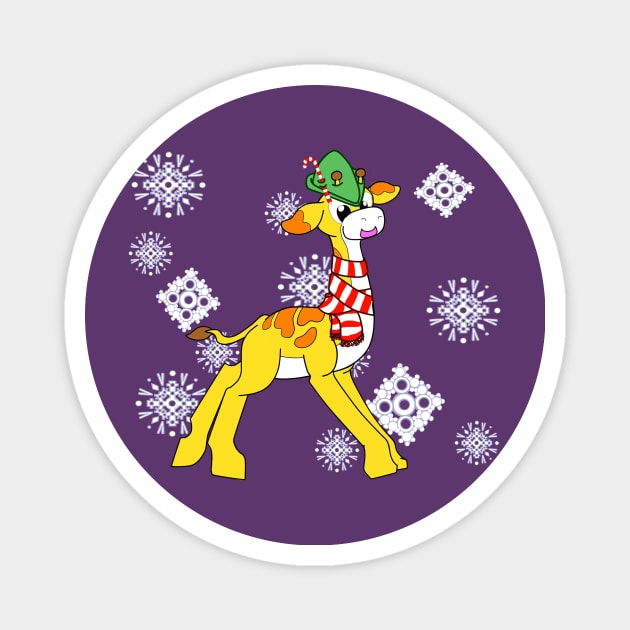 Jeff the Giraffe Christmas Magnet by RockyHay